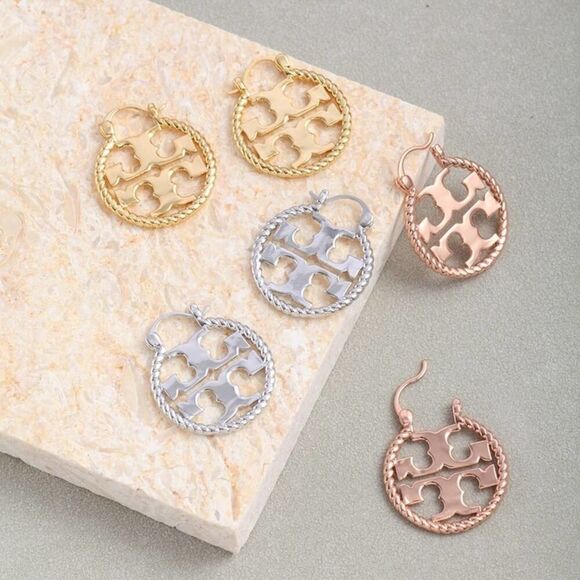 NWOT Tory Burch Silver Miller Hoop Earrings - Picture 5 of 7